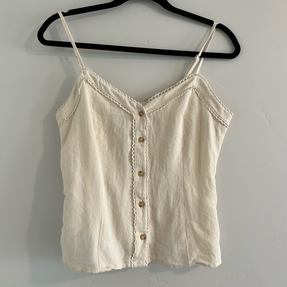Cream Button Down Tank Top